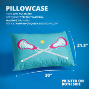 Girls Lacrosse Pillowcase - Crossed Sticks (Teal)