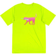 Girls Lacrosse Short Sleeve Performance Tee - LuLa the Lax Dog(Pink)