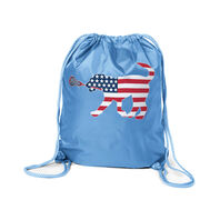 Girls Lacrosse Drawstring Backpack Patriotic LuLa the Lax Dog