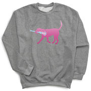 Girls Lacrosse Crewneck Sweatshirt - LuLa the LAX Dog (Pink)