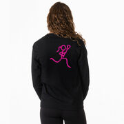 Girls Lacrosse Tshirt Long Sleeve - Neon Lax Girl (Back Design)