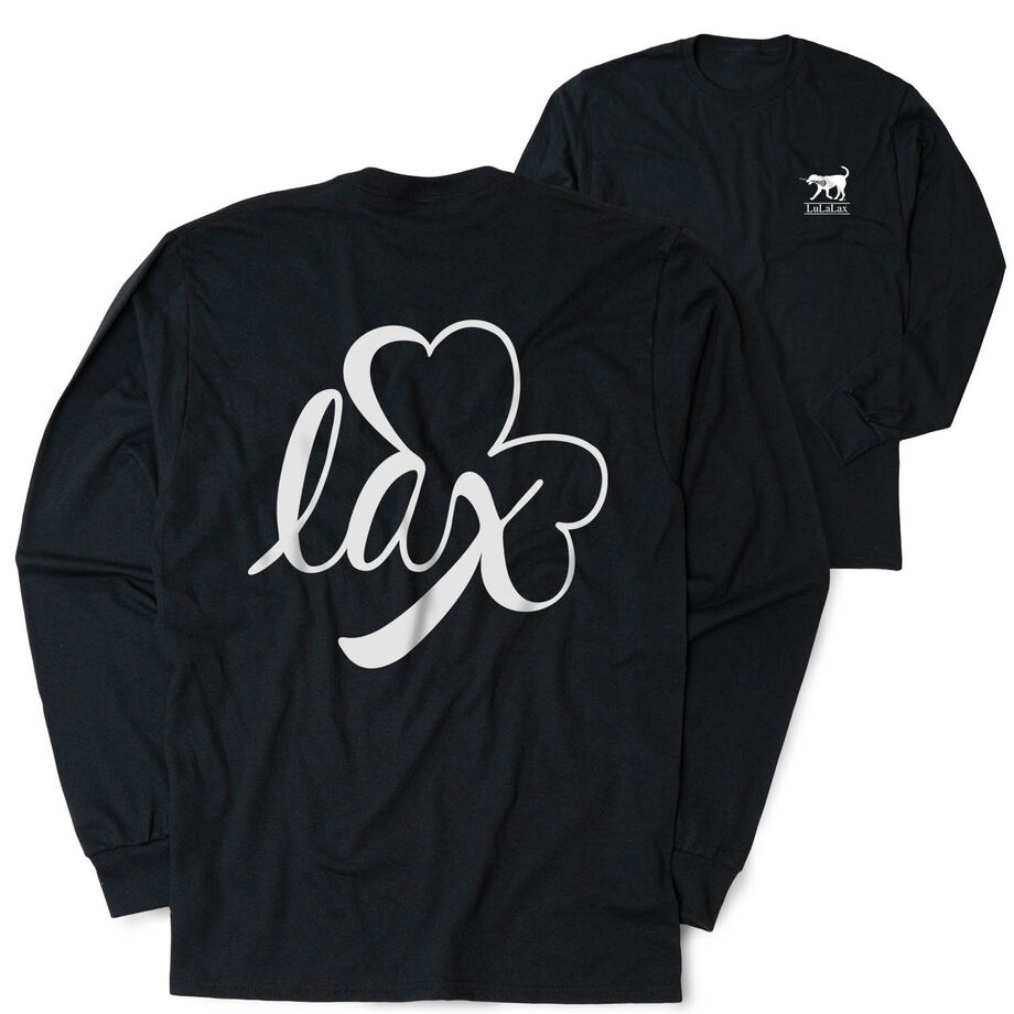 Girls Lacrosse Tshirt Long Sleeve - Lax Shamrock (Back Design)