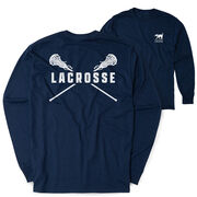 Girls Lacrosse Tshirt Long Sleeve - Crossed Girls Sticks (Back Design)