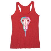 Girls Lacrosse Women's Everyday Tank Top - Lacrosse Stick Heart Pink Teal White