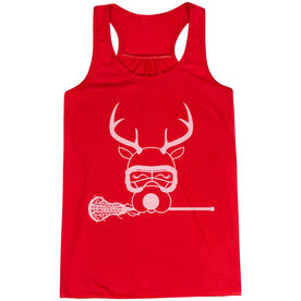 Girls Lacrosse Flowy Racerback Tank Top - Lax Girl Reindeer