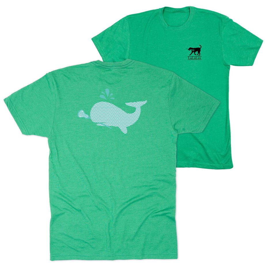 Girls Lacrosse Short Sleeve T-Shirt - Chevron Lax Whale (Back Design)
