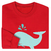 Girls Lacrosse Crewneck Sweatshirt - Chevron Lax Whale