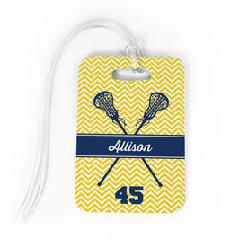 Girls Lacrosse Bag/Luggage Tag - Personalized Girl Lacrosse Sticks Chevron