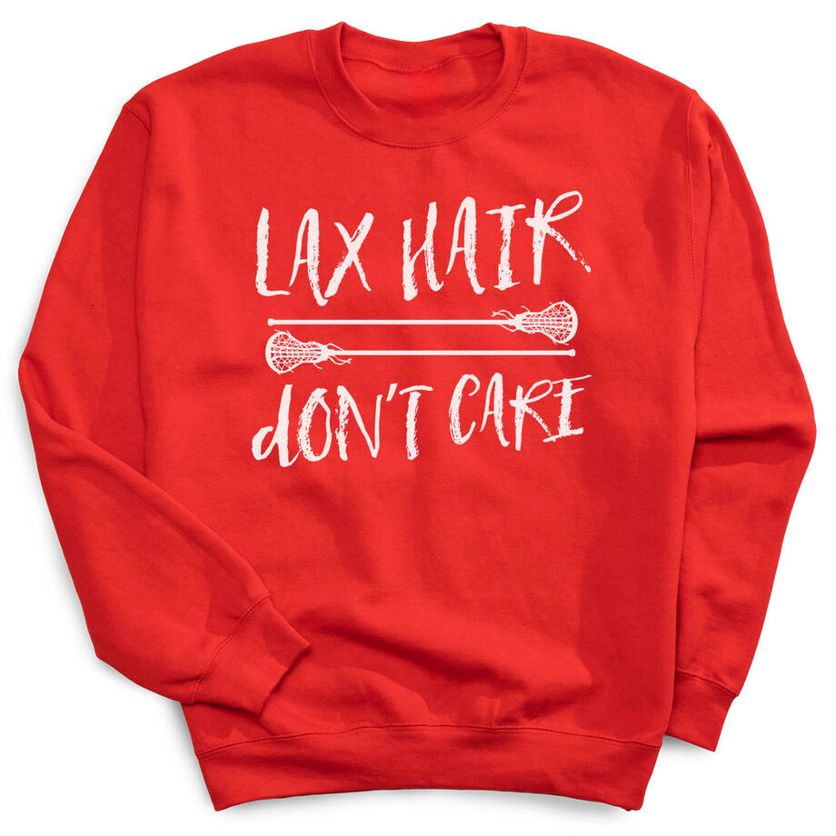 Girls Lacrosse Crewneck Sweatshirt - Lax Hair Don't Care