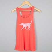 Girls Lacrosse Flowy Racerback Tank Top - LuLa the LAX Dog (Pink)