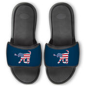 Girls Lacrosse Repwell&reg; Slide Sandals - Patriotic Lula the Lax Dog