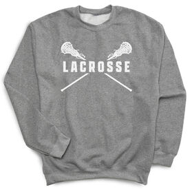 Girls Lacrosse Crewneck Sweatshirt - Lacrosse Crossed Girl Sticks