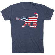 Girls Lacrosse T-Shirt Short Sleeve Patriotic LuLa the Lax Dog