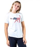 Girls Lacrosse T-Shirt Short Sleeve Patriotic LuLa the Lax Dog