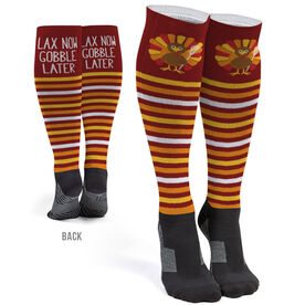 Girls Lacrosse Printed Knee-High Socks - Lax Now Gobble Later