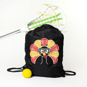 Girls Lacrosse Drawstring Backpack - Goofy Turkey Player