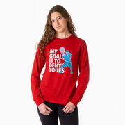 Girls Lacrosse Tshirt Long Sleeve -  My Goal Is To Deny Yours Goalie