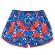 Confetti Girls Lacrosse Shorts - Red/Blue