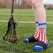 Lacrosse Woven Mid-Calf Socks - American Lax (Red/White/Blue)