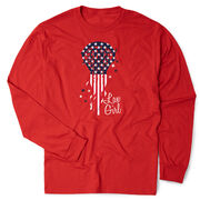 Girls Lacrosse Tshirt Long Sleeve - Patriotic Lax Girl
