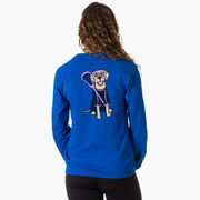 Girls Lacrosse Tshirt Long Sleeve - Lily The Lacrosse Dog (Back Design)