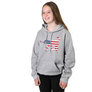 Girls Lacrosse Hooded Sweatshirt - Patriotic LuLa the Lax Dog