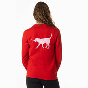 Girls Lacrosse Tshirt Long Sleeve - Lula The Lax Dog (Pink) (Back Design)