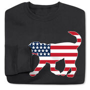 Girls Lacrosse Crewneck Sweatshirt - Patriotic LuLa the Lax Dog