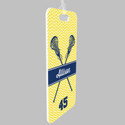 Girls Lacrosse Bag/Luggage Tag - Personalized Girl Lacrosse Sticks Chevron