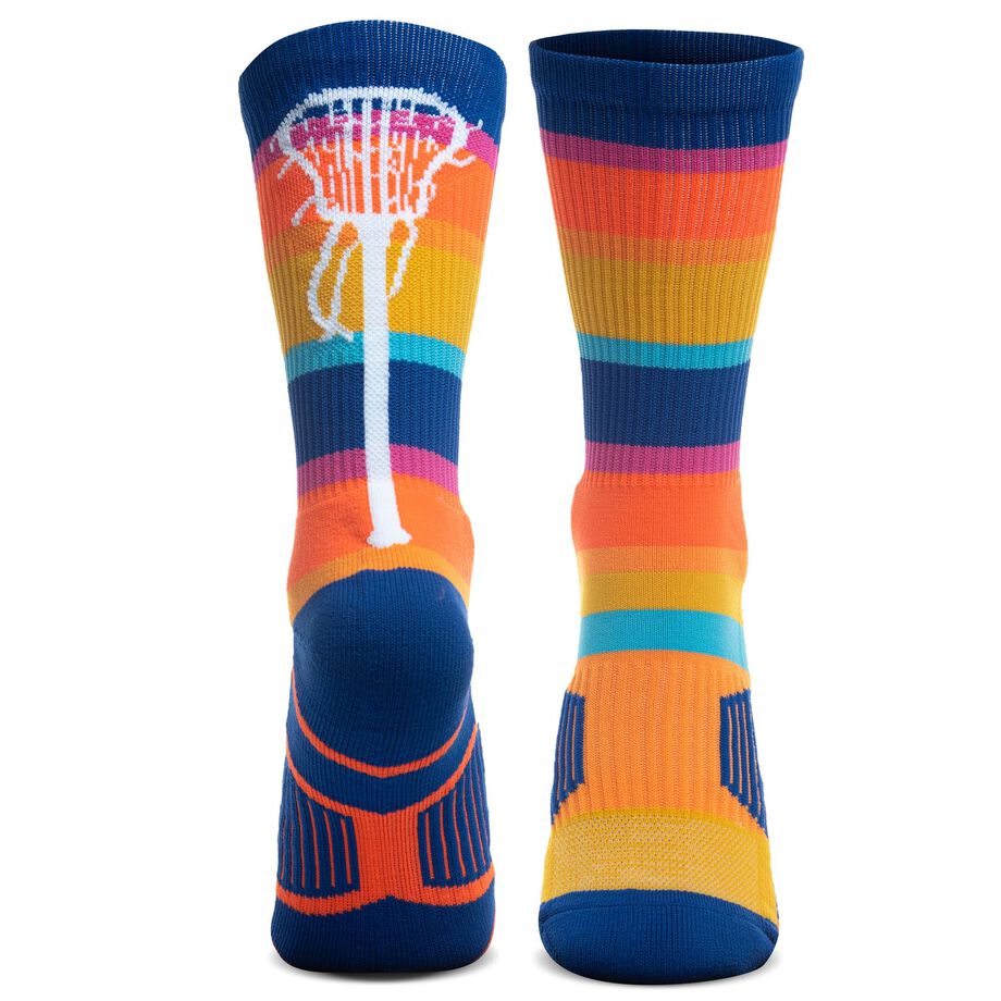 Girls Lacrosse Woven Mid-Calf Socks - Sunset Stick | LuLaLax