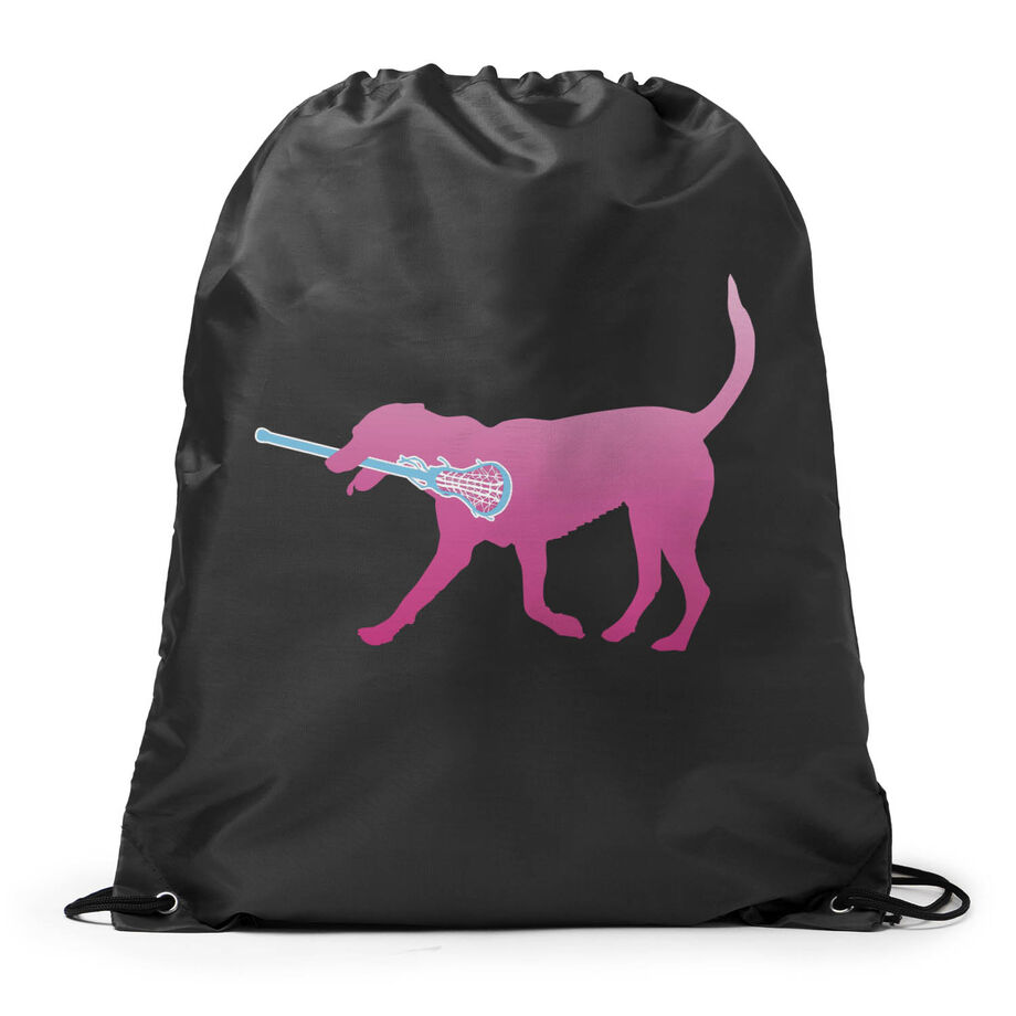 Girls Lacrosse Drawstring Backpack LuLa the Lax Dog(Pink)