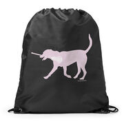 Girls Lacrosse Drawstring Backpack LuLa the Lax Dog(Pink)