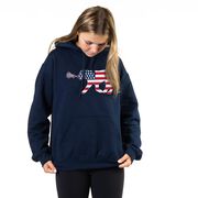 Girls Lacrosse Hooded Sweatshirt - Patriotic LuLa the Lax Dog