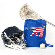 Girls Lacrosse Drawstring Backpack Patriotic LuLa the Lax Dog