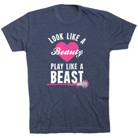 Girls Lacrosse Tshirt Short Sleeve Look Like A Beauty Play Like A Beast