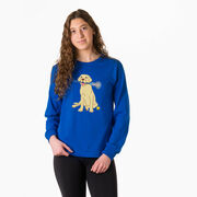 Girls Lacrosse Tshirt Long Sleeve - Chase The Lax Dog