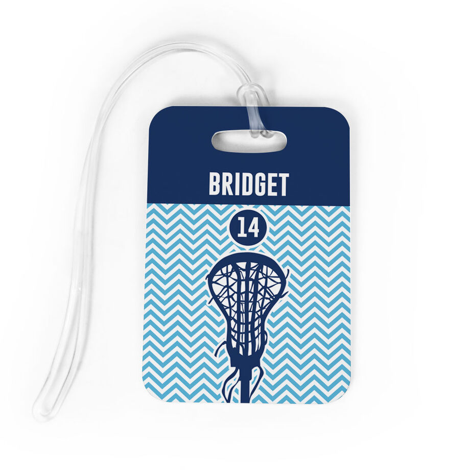 Girls Lacrosse Bag/Luggage Tag - Chevron Name and Number - Personalization Image