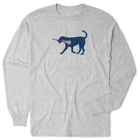 Girls Lacrosse Tshirt Long Sleeve - Lula The Lax Dog (Blue)