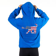 Girls Lacrosse Hooded Sweatshirt - Patriotic LuLa the Lax Dog (Back Design)