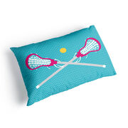 Girls Lacrosse Pillowcase - Crossed Sticks (Teal)