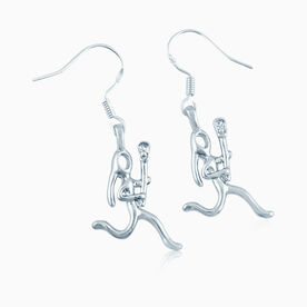 Silver Lacrosse Girl (Stick Figure) Earrings