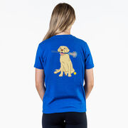 Girls Lacrosse Short Sleeve T-Shirt - Chase The Lax Dog (Back Design)