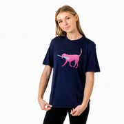 Girls Lacrosse Short Sleeve Performance Tee - LuLa the Lax Dog(Pink)