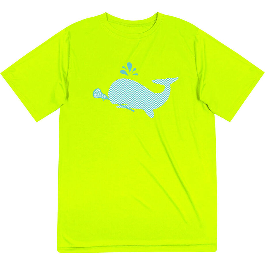 Girls Lacrosse Short Sleeve Performance Tee - Chevron Lax Whale - Personalization Image