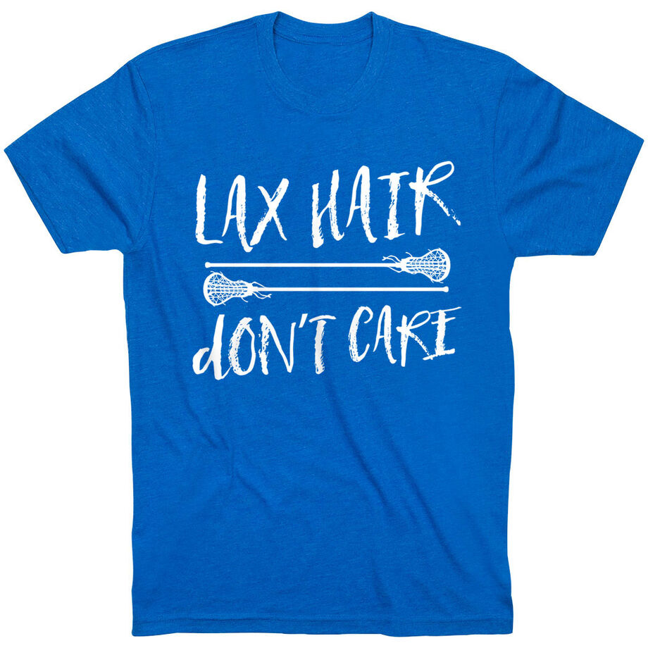 Girls Lacrosse T-Shirt Short Sleeve Lax Hair Don't Care - Personalization Image