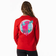 Girls Lacrosse Tshirt Long Sleeve - Lacrosse Dog with Girl Stick (Back Design)