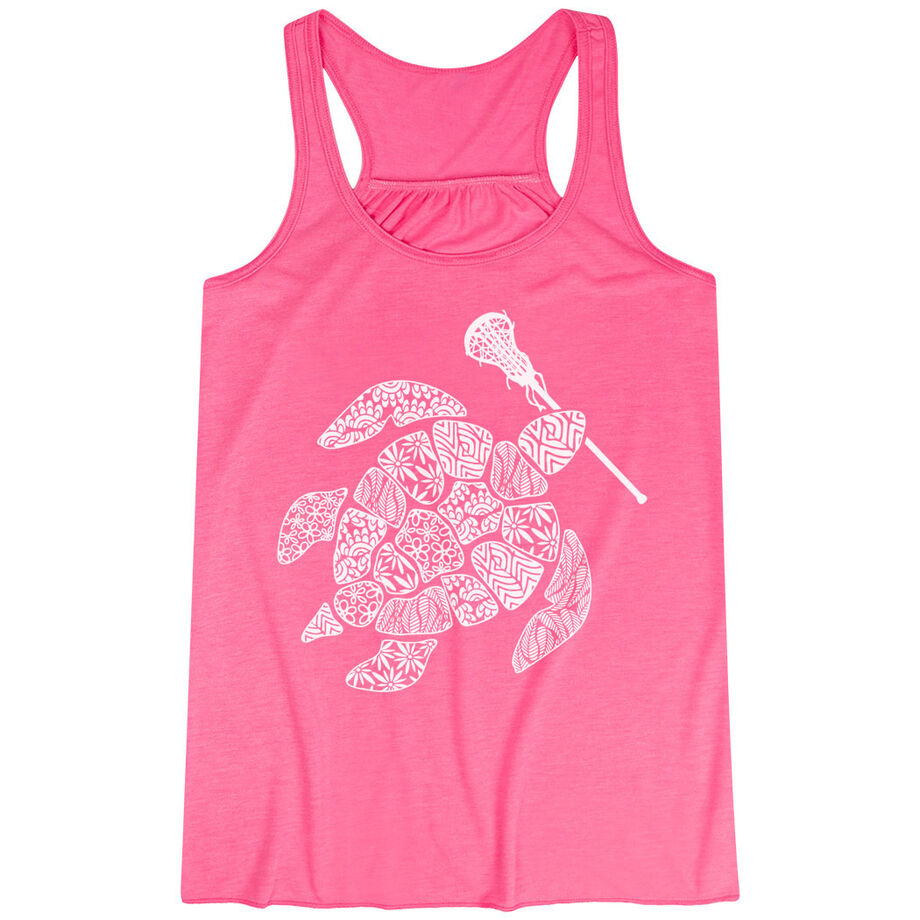 Girls Lacrosse Flowy Racerback Tank Top - Lax Turtle