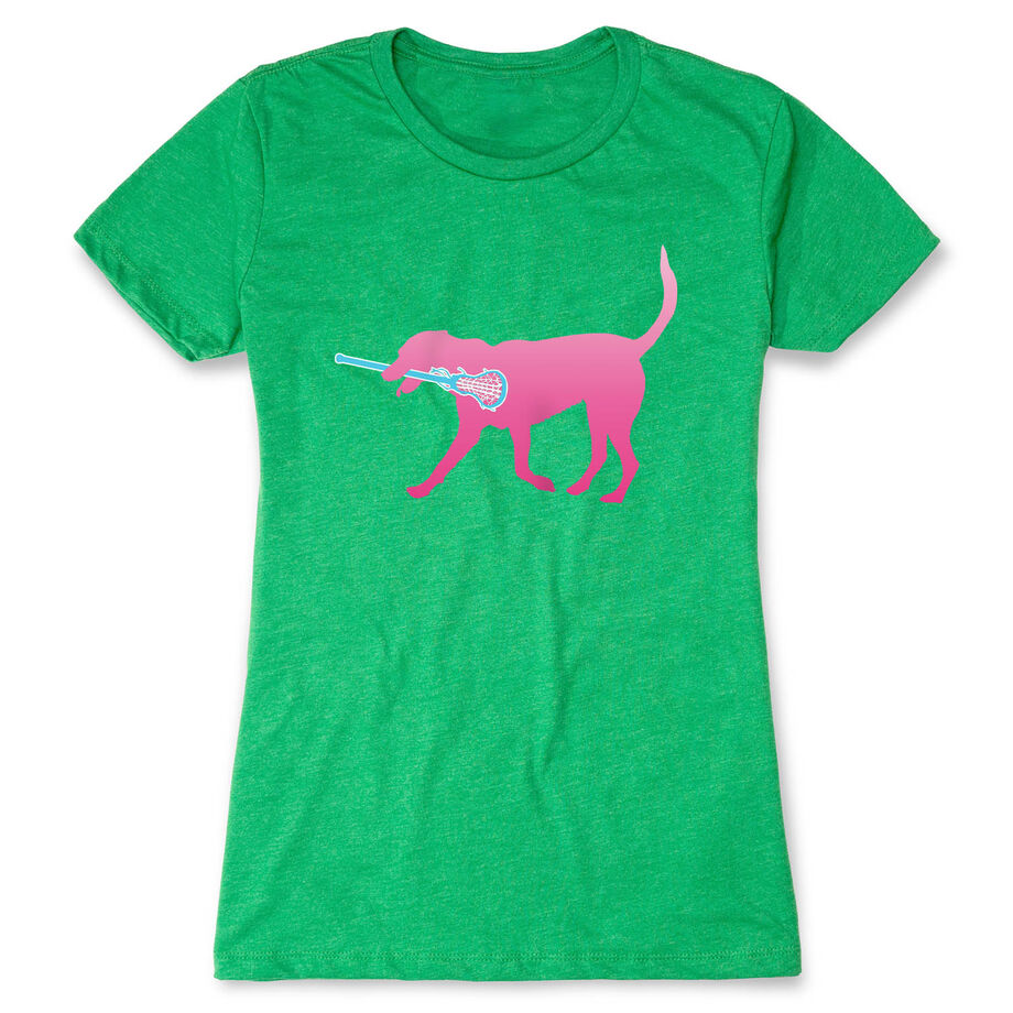 Girls Lacrosse Women's Everyday Tee - LuLa the Lax Dog (Pink)