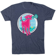 Girls Lacrosse Short Sleeve T-Shirt - Lacrosse Dog with Girl Stick