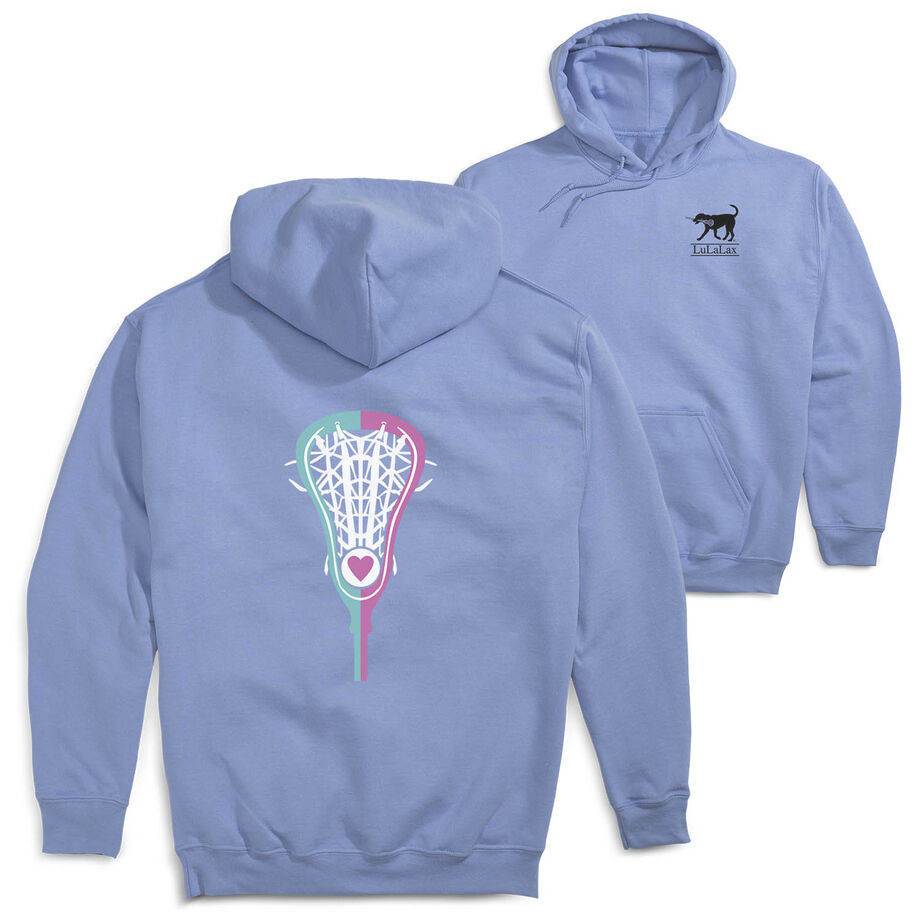 Girls Lacrosse Hooded Sweatshirt - Lacrosse Stick Heart (Back Design)